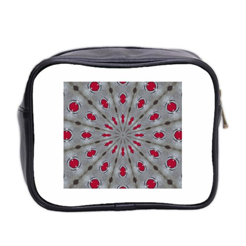 Red Dots on Silver Mini Toiletries Bag (Two Sides) from ArtsNow.com Back