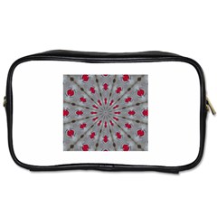 Red Dots on Silver Toiletries Bag (Two Sides) from ArtsNow.com Front