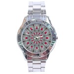 Red Dots on Silver Stainless Steel Analogue Men’s Watch