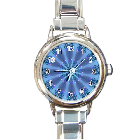 Blue Reflection Round Italian Charm Watch from ArtsNow.com Front