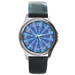 Blue Reflection Round Metal Watch