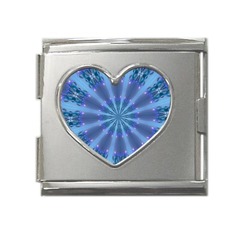 Blue Reflection Mega Link Heart Italian Charm (18mm) from ArtsNow.com Front