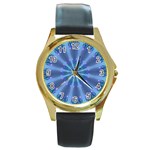 Blue Reflection Round Gold Metal Watch