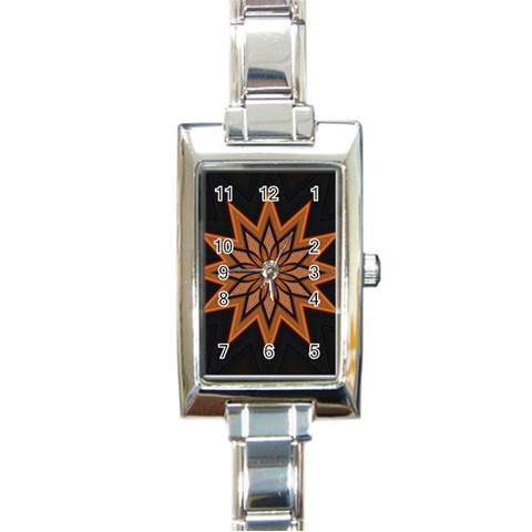 Leather Star Rectangular Italian Charm Watch from ArtsNow.com Front