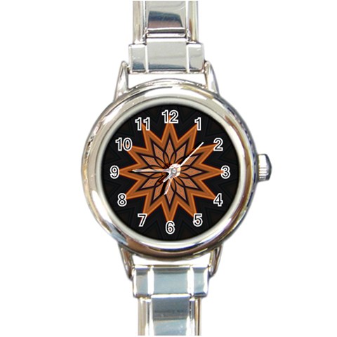 Leather Star Round Italian Charm Watch from ArtsNow.com Front