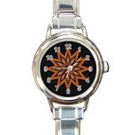 Leather Star Round Italian Charm Watch