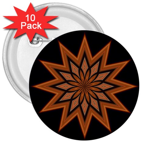 Leather Star 3  Button (10 pack) from ArtsNow.com Front