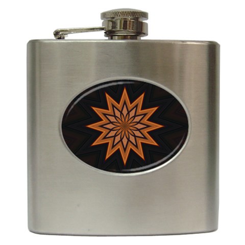 Leather Star Hip Flask (6 oz) from ArtsNow.com Front