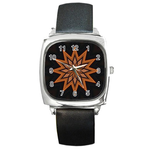 Leather Star Square Metal Watch from ArtsNow.com Front