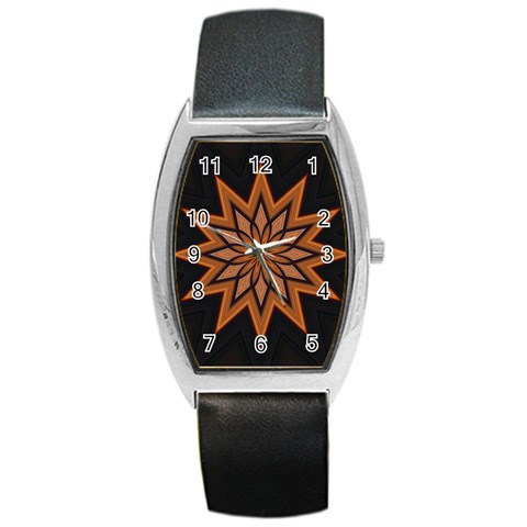 Leather Star Barrel Style Metal Watch from ArtsNow.com Front