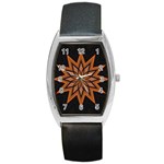 Leather Star Barrel Style Metal Watch