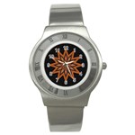 Leather Star Stainless Steel Watch