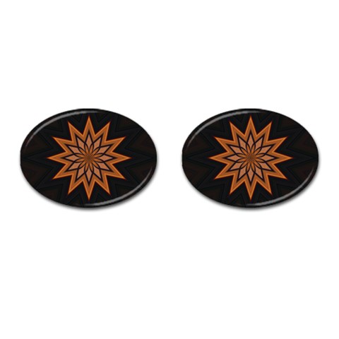 Leather Star Cufflinks (Oval) from ArtsNow.com Front(Pair)