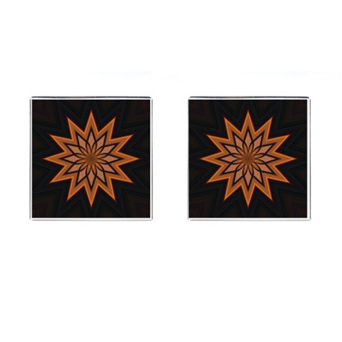 Leather Star Cufflinks (Square) from ArtsNow.com Front(Pair)