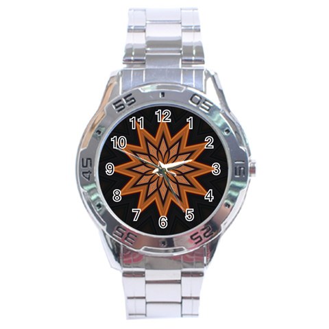 Leather Star Stainless Steel Analogue Men’s Watch from ArtsNow.com Front