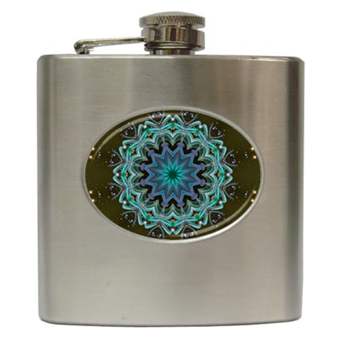 Wheel of Light Hip Flask (6 oz) from ArtsNow.com Front