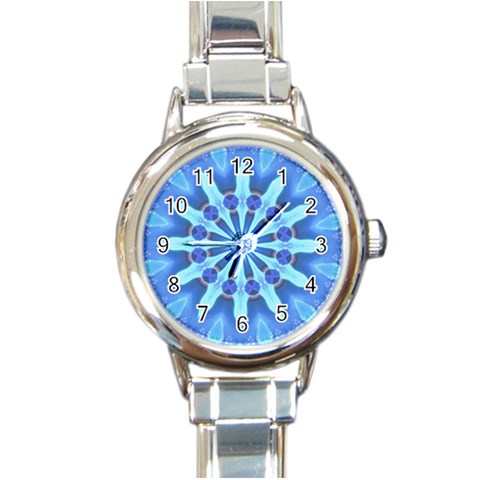 Blue Wheel Round Italian Charm Watch from ArtsNow.com Front