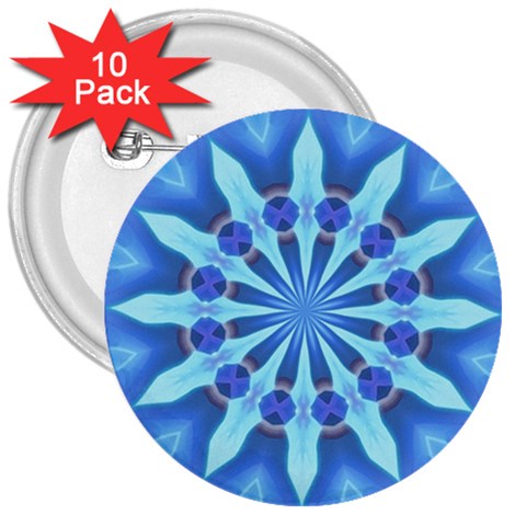 Blue Wheel 3  Button (10 pack) from ArtsNow.com Front