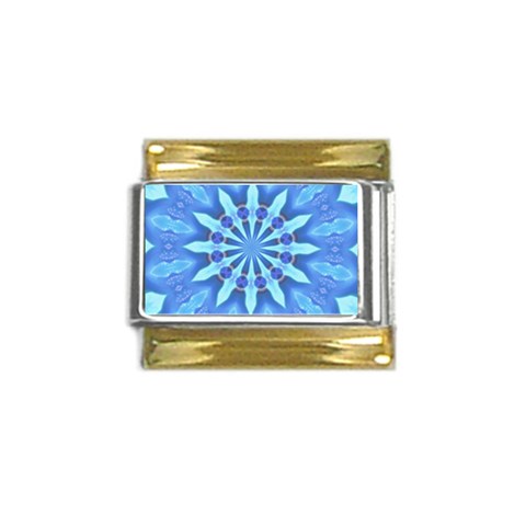 Blue Wheel Gold Trim Italian Charm (9mm) from ArtsNow.com Front