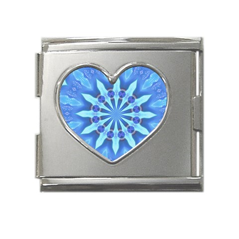 Blue Wheel Mega Link Heart Italian Charm (18mm) from ArtsNow.com Front