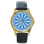 Blue Wheel Round Gold Metal Watch