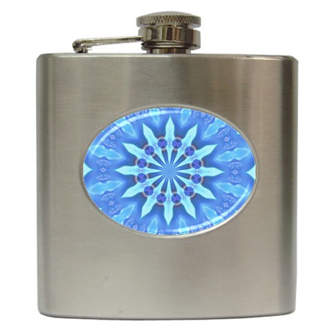 Blue Wheel Hip Flask (6 oz) from ArtsNow.com Front