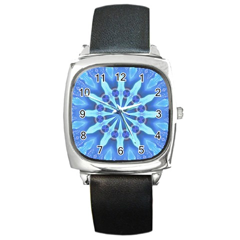 Blue Wheel Square Metal Watch from ArtsNow.com Front