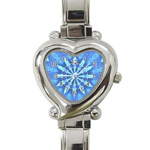 Blue Wheel Heart Italian Charm Watch from ArtsNow.com Front