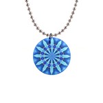 Blue Wheel 1  Button Necklace