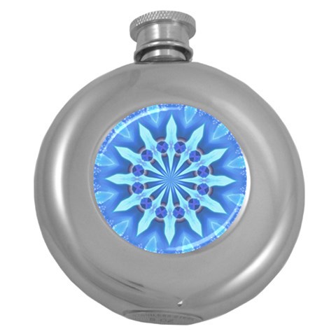 Blue Wheel Hip Flask (5 oz) from ArtsNow.com Front