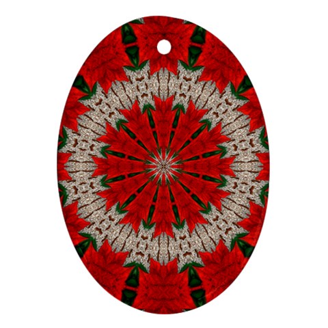 Red Flower Ornament (Oval) from ArtsNow.com Front