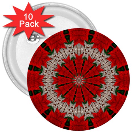 Red Flower 3  Button (10 pack) from ArtsNow.com Front