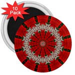 Red Flower 3  Magnet (10 pack)