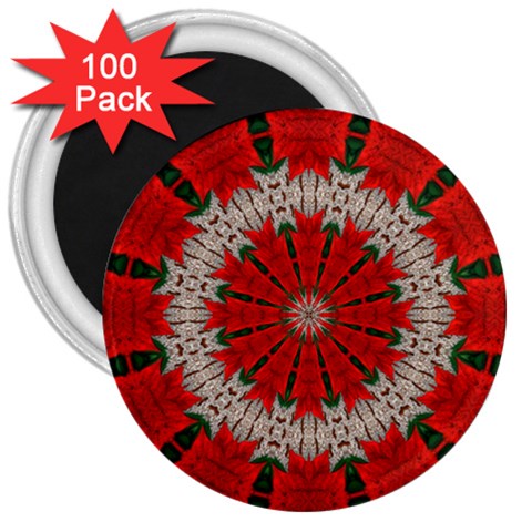 Red Flower 3  Magnet (100 pack) from ArtsNow.com Front