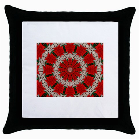 Red Flower Throw Pillow Case (Black) from ArtsNow.com Front