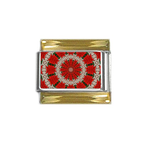 Red Flower Gold Trim Italian Charm (9mm) from ArtsNow.com Front