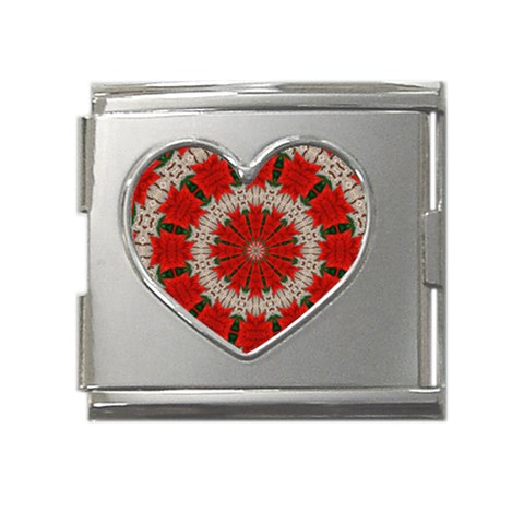 Red Flower Mega Link Heart Italian Charm (18mm) from ArtsNow.com Front