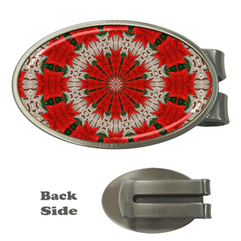 Red Flower Money Clip (Oval) from ArtsNow.com Front