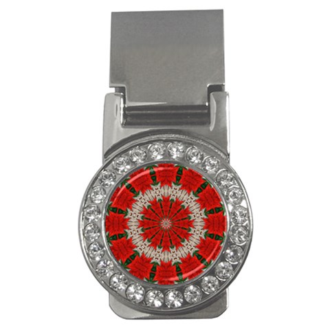 Red Flower Money Clip (CZ) from ArtsNow.com Front