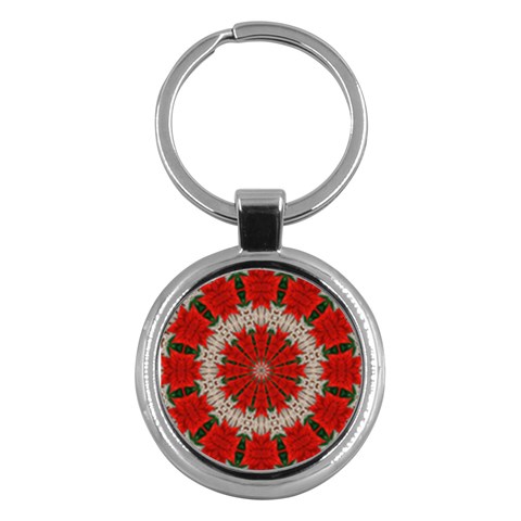 Red Flower Key Chain (Round) from ArtsNow.com Front