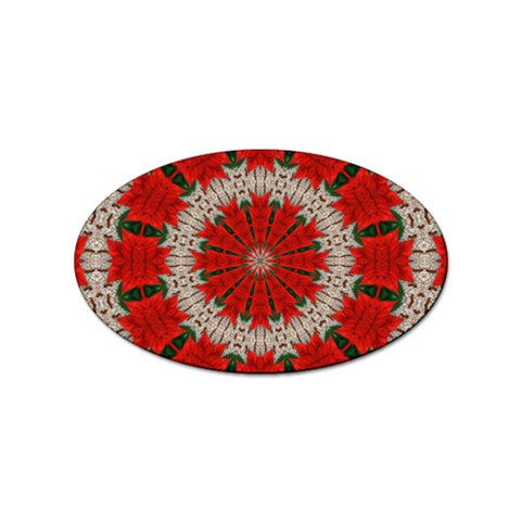 Red Flower Sticker (Oval) from ArtsNow.com Front