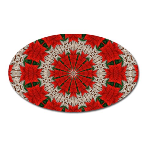 Red Flower Magnet (Oval) from ArtsNow.com Front