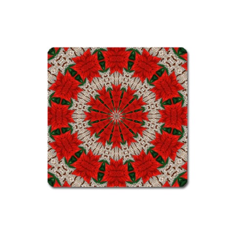 Red Flower Magnet (Square) from ArtsNow.com Front