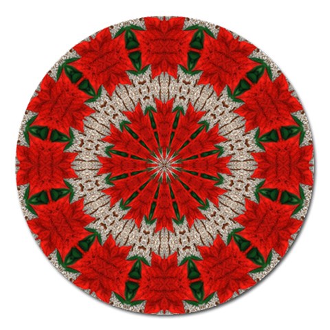 Red Flower Magnet 5  (Round) from ArtsNow.com Front