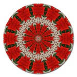 Red Flower Magnet 5  (Round)