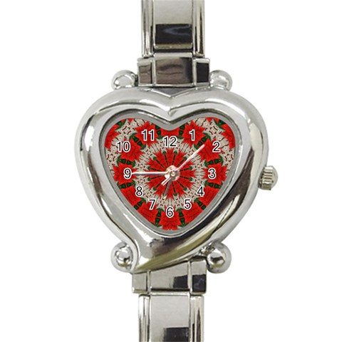 Red Flower Heart Italian Charm Watch from ArtsNow.com Front