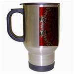 Red Flower Travel Mug (Silver Gray)