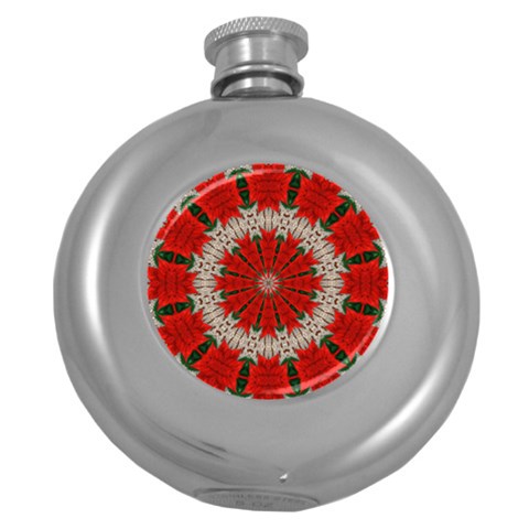 Red Flower Hip Flask (5 oz) from ArtsNow.com Front