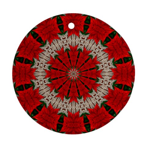 Red Flower Round Ornament (Two Sides) from ArtsNow.com Back