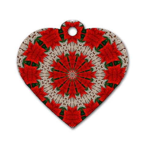 Red Flower Dog Tag Heart (Two Sides) from ArtsNow.com Front